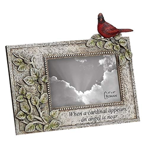 Roman 13230 Cardinal Memorial Frame, 8-inch Height, Resin and Mix Stone