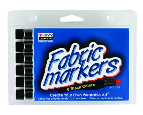 Uchida 520-6F Marvy Bold Tip Black Color Fabric Marker Set
