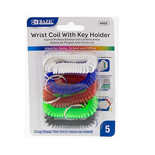 BAZIC Wrist Coil w/Key Holder (5/Pack), 1-Pack