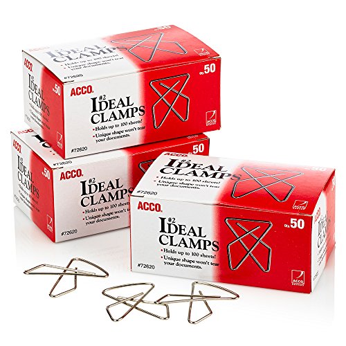 ACCO (Office)  Brands  Ideal Paper Clamp/Butterfly Clamp, Smooth, 2 Size(Small), 50/Box, 3-Pack (150 Clamps Total) (A7072643)