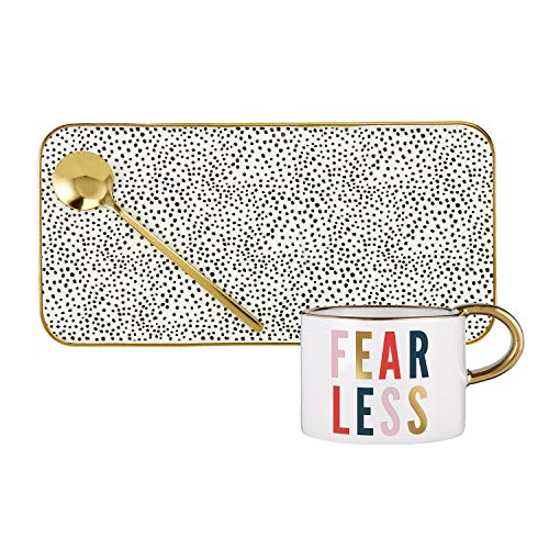 Creative Brands Slant CollectionsMug, Tray, & Spoon Set, 6-Ounce, Gold - Fearless