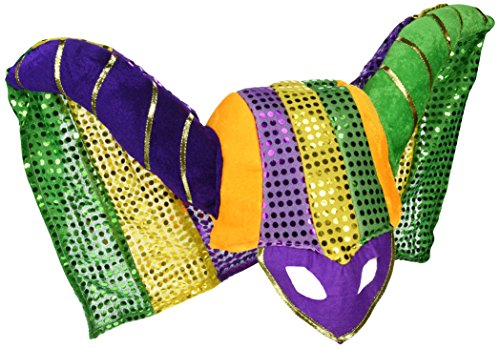 Beistle 60847 Masked Mardi Gras Hat with Sequined Drape