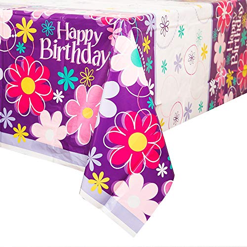 Unique Industries Blossom Birthday Plastic Tablecloth, 84" x 54"