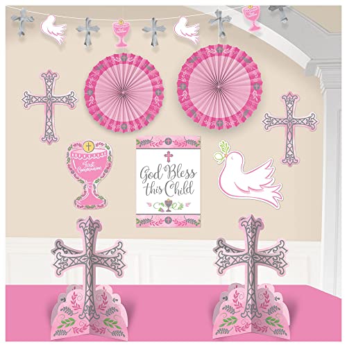 Amscan 242672 Communion Day Room Decorating Kit, Multisize, Pink