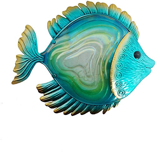 Comfy Hour Under the Sea Collection 14" Metal Art Ocean Fish Wall Decor Blue