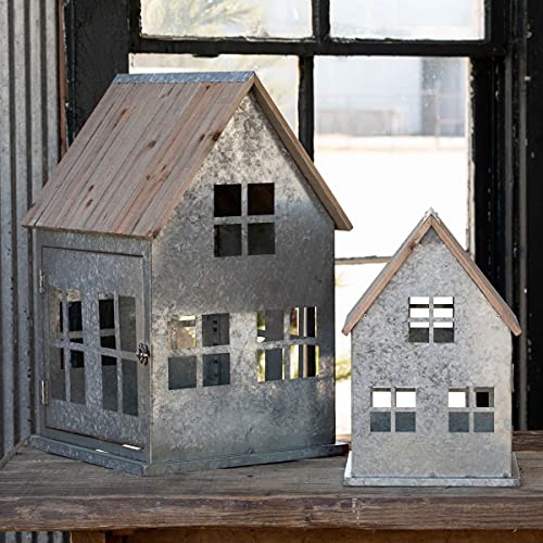 Park Hill Collection Wooden Roof Christmas Cottages, Set of 2
