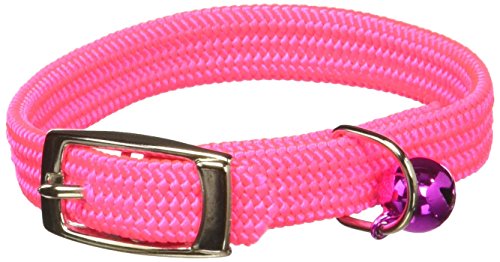 OmniPet Kool Kat Elastic Cat Safety Collar with Bell, Neon Pink, 8"