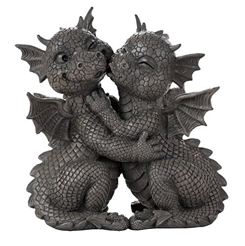 Pacific Trading Giftware Garden Dragon Loving Couple Garden Display Decorative Accent Sculpture Stone Finish 10 Inch Tall