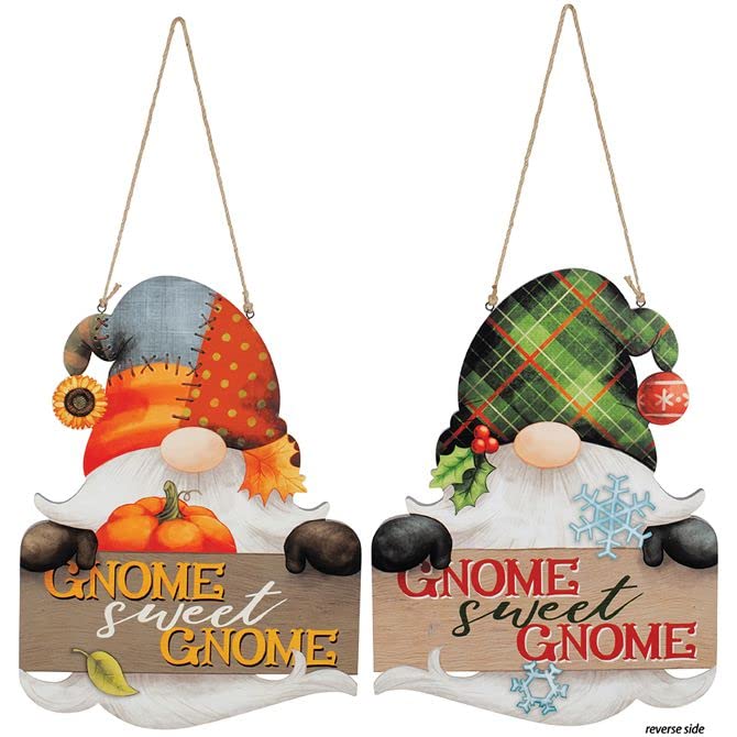 Carson Home Accents Gnome Sweet Gnome Reversible Wall Decor, 15.5-inch Height