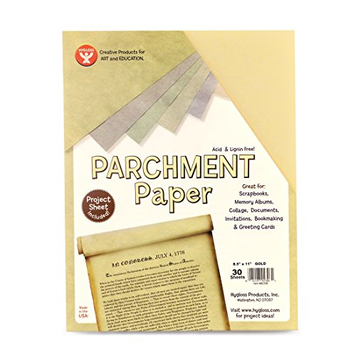 Hygloss Products Craft Parchment Paper Sheets - Printer Friendly, Made in USA - 8-1/2 x 11 Inches, Gold, 30 Pack