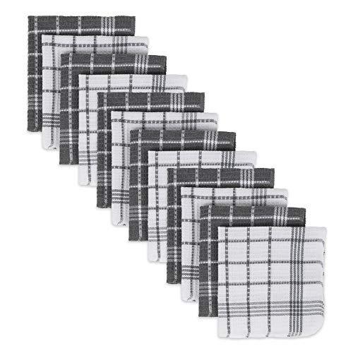 DII Design Waffle Weave Kitchen Collection, 100% Cotton, Dishcloth Set, Gray 12 Piece