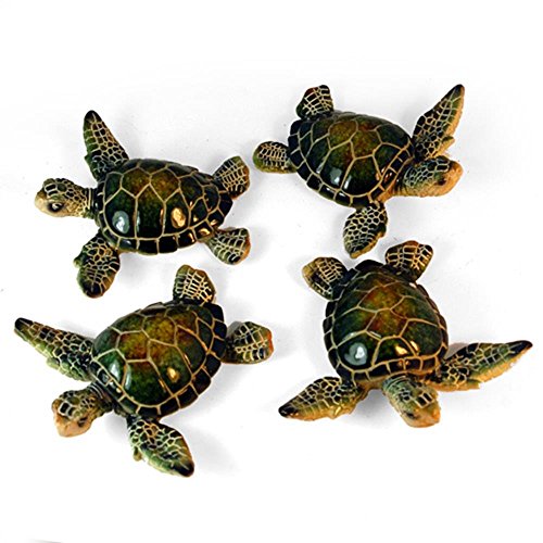 KRZH StealStreet YXC-938 Ss-Ug-Yxc-938, 3.5" Sea Turtle Decorative Figurines, Set of 4 - Green & Brown