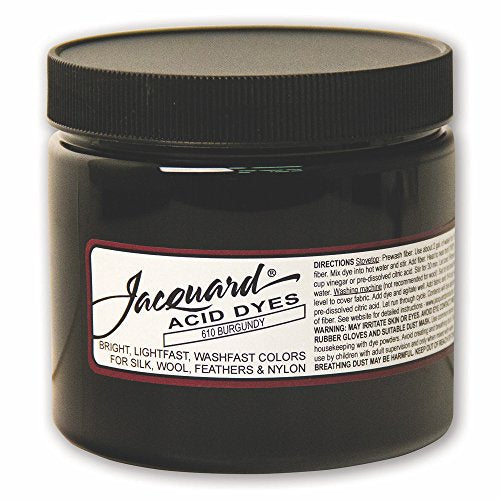 Jacquard Acid Dye for Wool, Silk and Other Protein Fibers, 8 Ounce Jar, Concentrated Powder, Burgundy 610