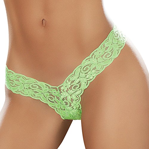 Mapale Sexy Lace Thong, S, Neon Green