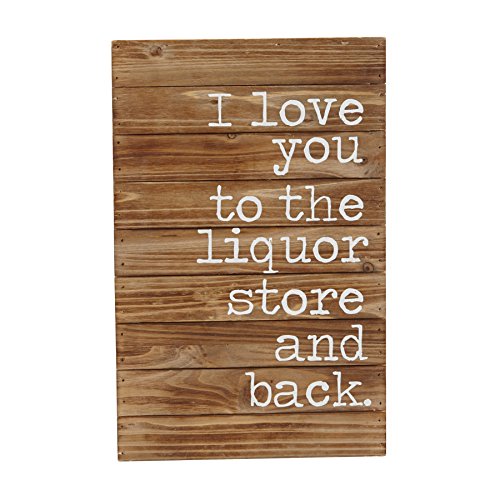 Mud Pie Planked Wood Liquor Store and Back Wall Plaque, 14-inch