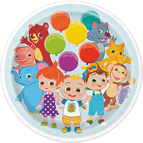 Unique Industries Unique Cocomelon Round Dinner (8 Pk) 9" Plates, 9", Multicolor