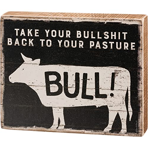 Primitives By Kathy 113583 Back to Your Pasture Block Sign, 6-7-inch Length