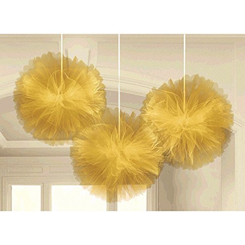 Amscan Tulle Fluffy Decorations-Gold