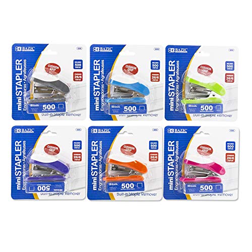 BAZIC Standard (26/6) Cushion Grip Stapler, 500 Count Staples