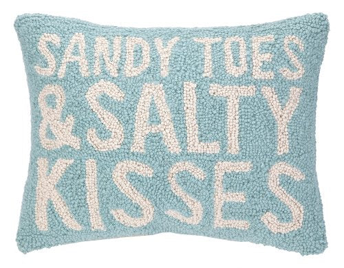 Peking Handicraft Hook Pillow, 12 by 16-Inch, Sandy Toes Salty Kisses
