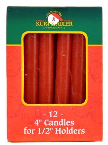 Red Dripless 4 Inch Candles 12 Pack For Candle Holders Kurt Adler Decoration Wax