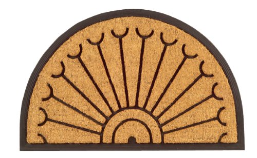 Imports Decor Half-round Rubber Back Coir Doormat, Peacock, 18-Inch by 30-Inch