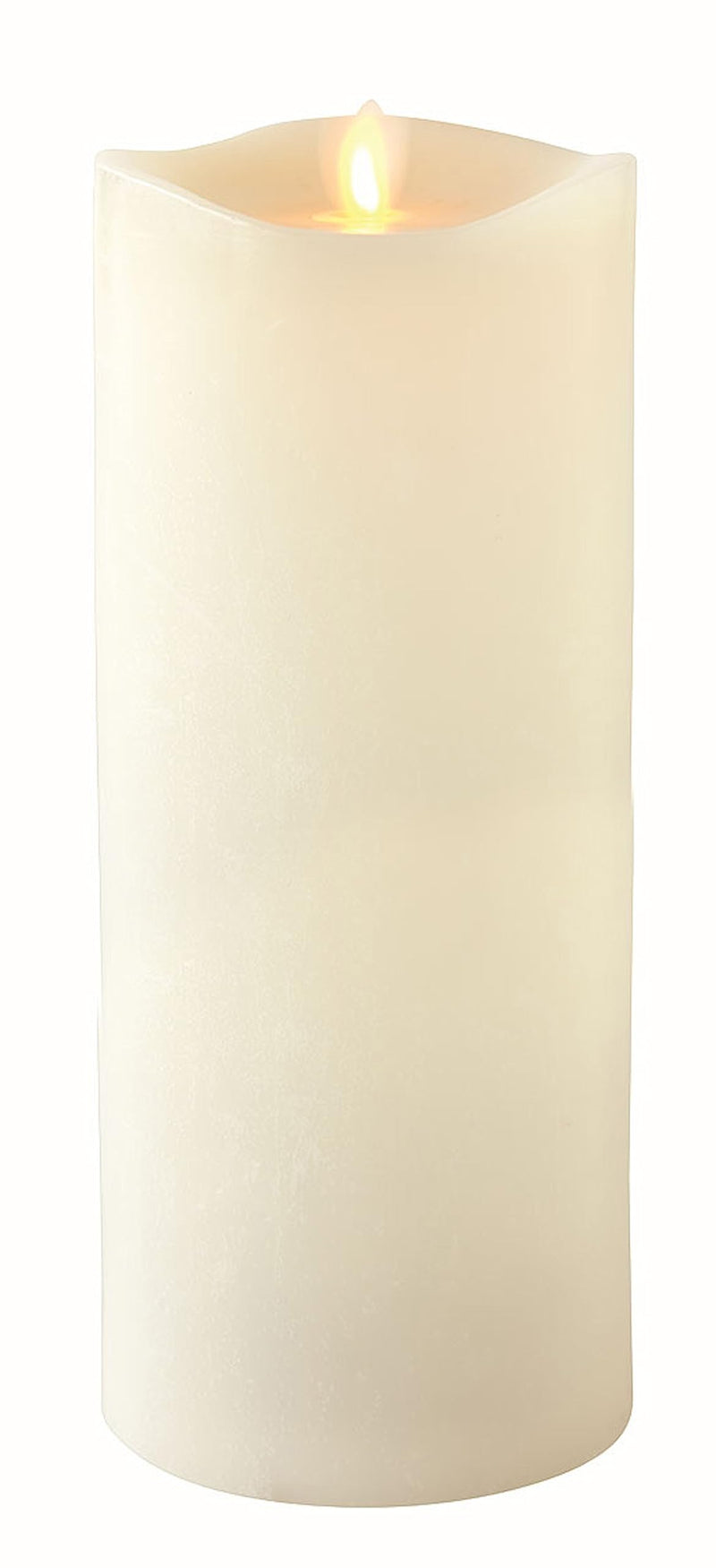 Boston Warehouse Flameless Pillar Candle, Ivory, Smooth Wax, Melted Edge