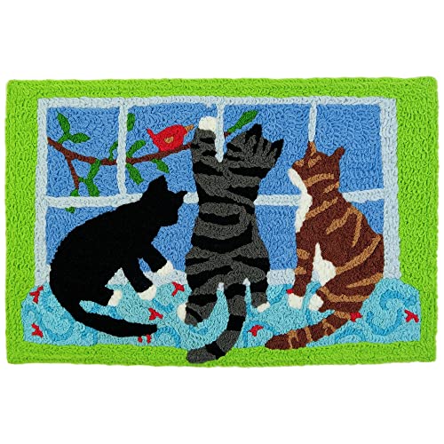 Home Comfort Catch The Pretty Bird Jellybean Accent Rug with Cats 20"x30" Doormat