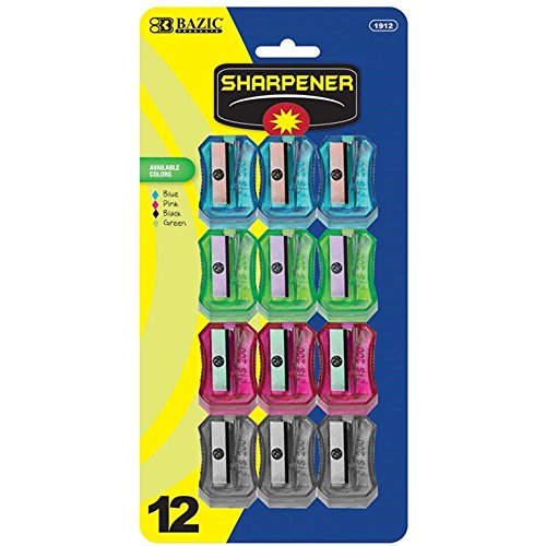 Bazic Transparent Square Pencil Sharpener (12 Pack), Box Pack of 12