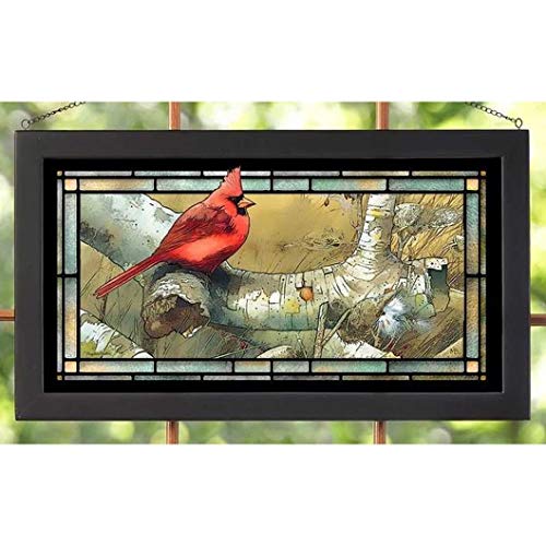 Wild Wings(MN) Wild Wings 5386600412 Stained Glass Art, 23-inch Width (Cardinal on Fallen Birch)