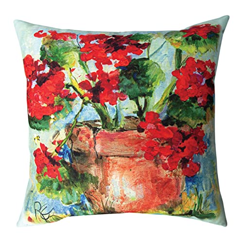 Manual Woodworkers SLSGER 18 x 18 in. Geranium Outdoor Pillow