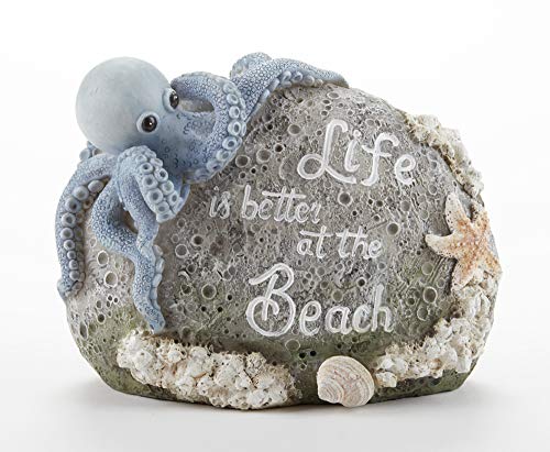 Delton 4353-4 Octopus Message Boulder Figurine, 6-inch Height, Resin