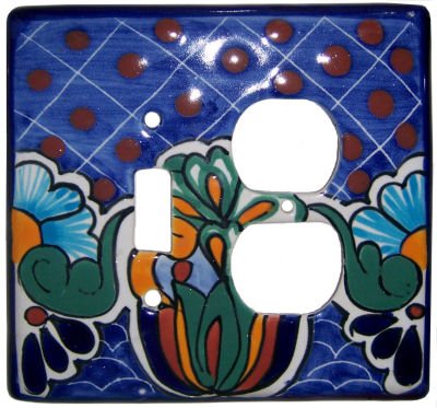 Fine Craft Imports Blue Mesh Talavera Toggle-Outlet Switch Plate