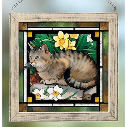 Wild Wings(WI) 5386497316 Stained Glass Art, 9-inch Height (Mac's Garden Cat)
