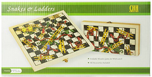 CHH Recreational Wooden Snakes & Ladders Folding Game with Pair of Dice