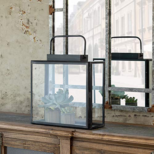 Park Hill Collection ELM06021 Antique Black Lantern, Iron and Glass (Maxwell, 18-inch Height)