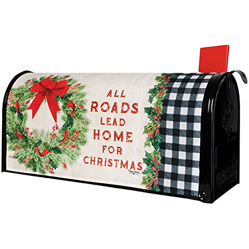 Carson Home Accents All Roads Lead Home Mailbox Cover, 20-inch Height, Christmas