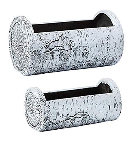 Napco 13575 Birch Finish Log Planter, Set of 2
