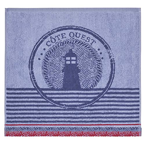 Coucke French Cotton Square Terry Towel, Lighthouse 20 by 20 Inches, Blue, 100% Cotton