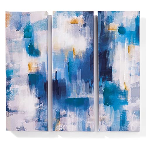 Giftcraft Three Panel Beautiful Abstract wall decor - Blue Abstract Canvas Wall Art - Stretched Canvas Abstract Painting - Blue Abstract Wall Art for Living Room - Abstract Art Wall Decor