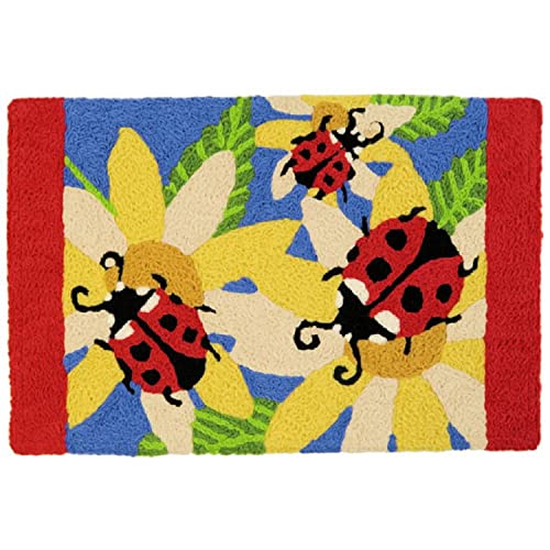Home Comfort Ladybugs and Yellow Sunflowers Jellybean Accent Rug with Flowers Floral Rug 20"x30" Doormat