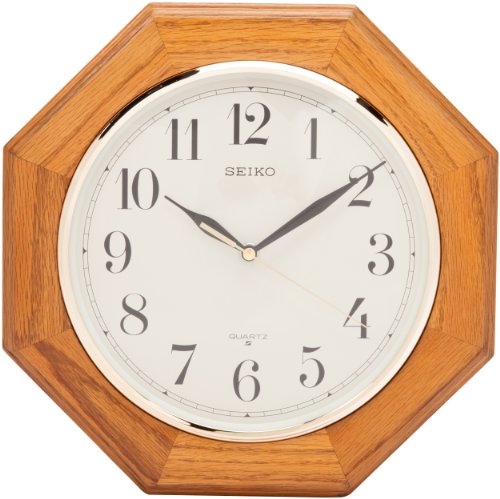 Seiko Wall Clock Medium Brown Solid Oak Case