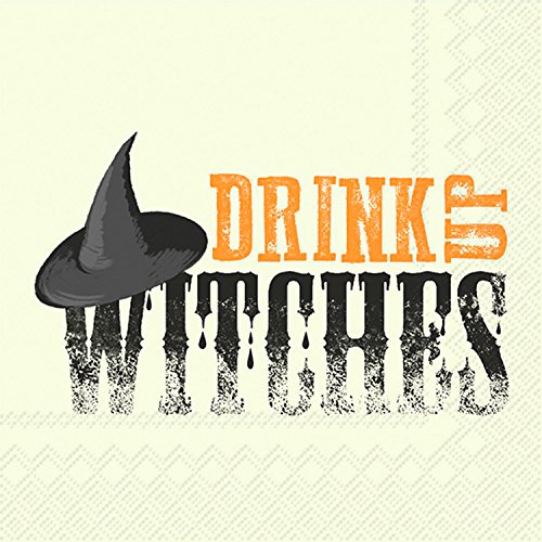 Boston International Ideal Home Range 3-Ply Paper Beverage/Cocktail Napkins, 20-Count, 10 x 10-Inches Folded, Drink Up Witches