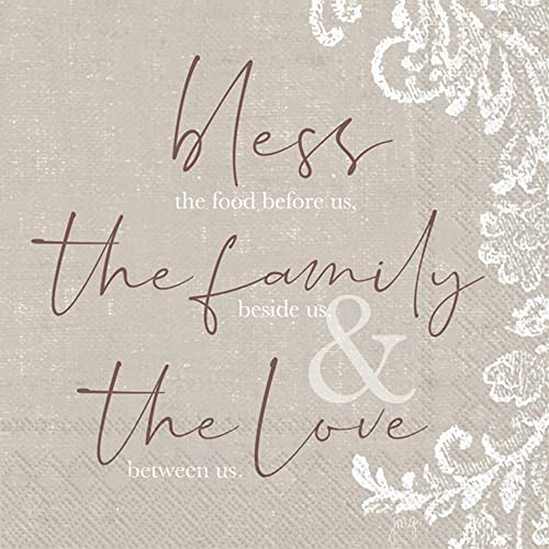 Boston International IHR Fall Autumn Thanksgiving 3-Ply Paper Napkins, 20-Count Cocktail Size, Bless The Food