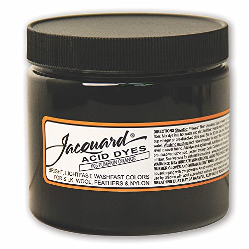 Jacquard Acid Dye for Wool, Silk and Other Protein Fibers, 8 Ounce Jar, Concentrated Powder, Pumpkin Orange 605