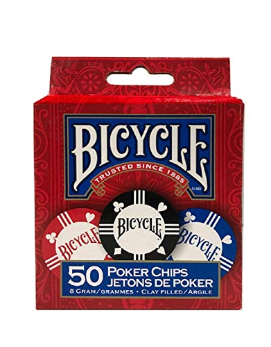 US Playing Card Bicycle Clay Poker Chip Set: 50 Count