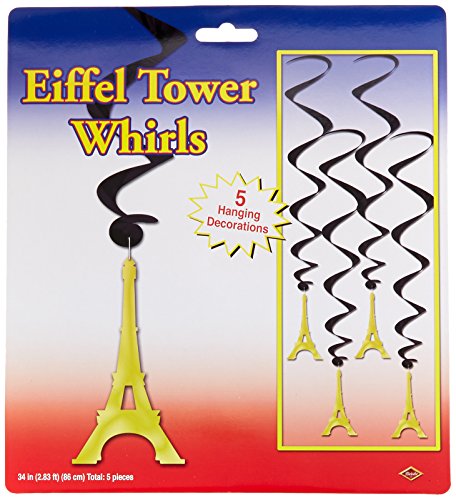 Beistle Eiffel Tower Whirls, 34-Inch,Black/Gold