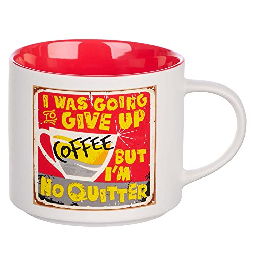 Christian Art Gifts Bless Your Soul Novelty Mug, Give Up Coffee No Quitter, Microwave/Dishwasher Safe 18oz, White Ceramic