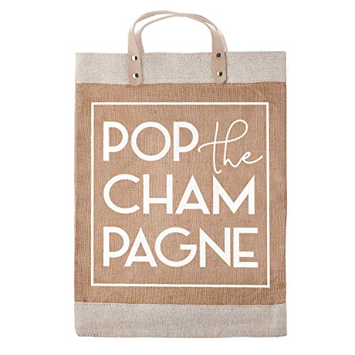 Creative Brands SB Design Studio Wedding Collection Waterproof Jute Tote Bag, Large, Pop Champagne