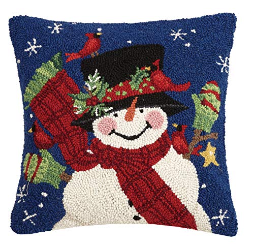 Peking Handicraft 31SERX400C16SQ Frosty Friends Hook Pillow, 16-inch Square, Wool and Cotton